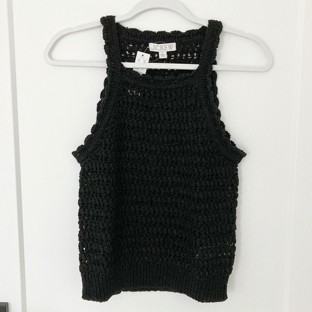 NWT J. Crew Montauk Black Crochet Tank Top - S